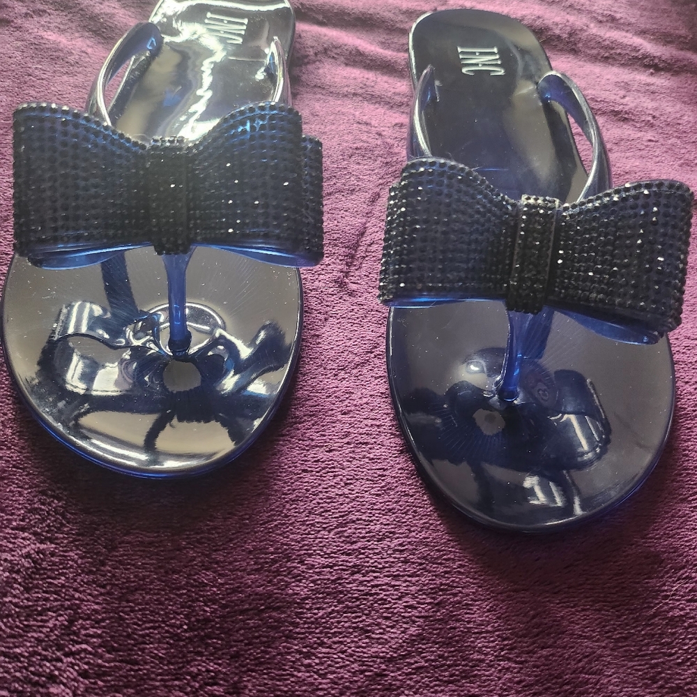 Elegant Blue Bow Sandals